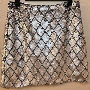 GIANNI BINI BLACK AND SILVER SEQUIN SKIRT